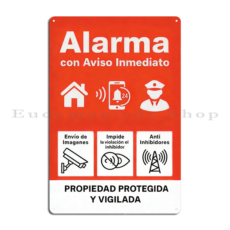 Home Security Systems - Plakat Logam Sistem Alarm 24 Jam