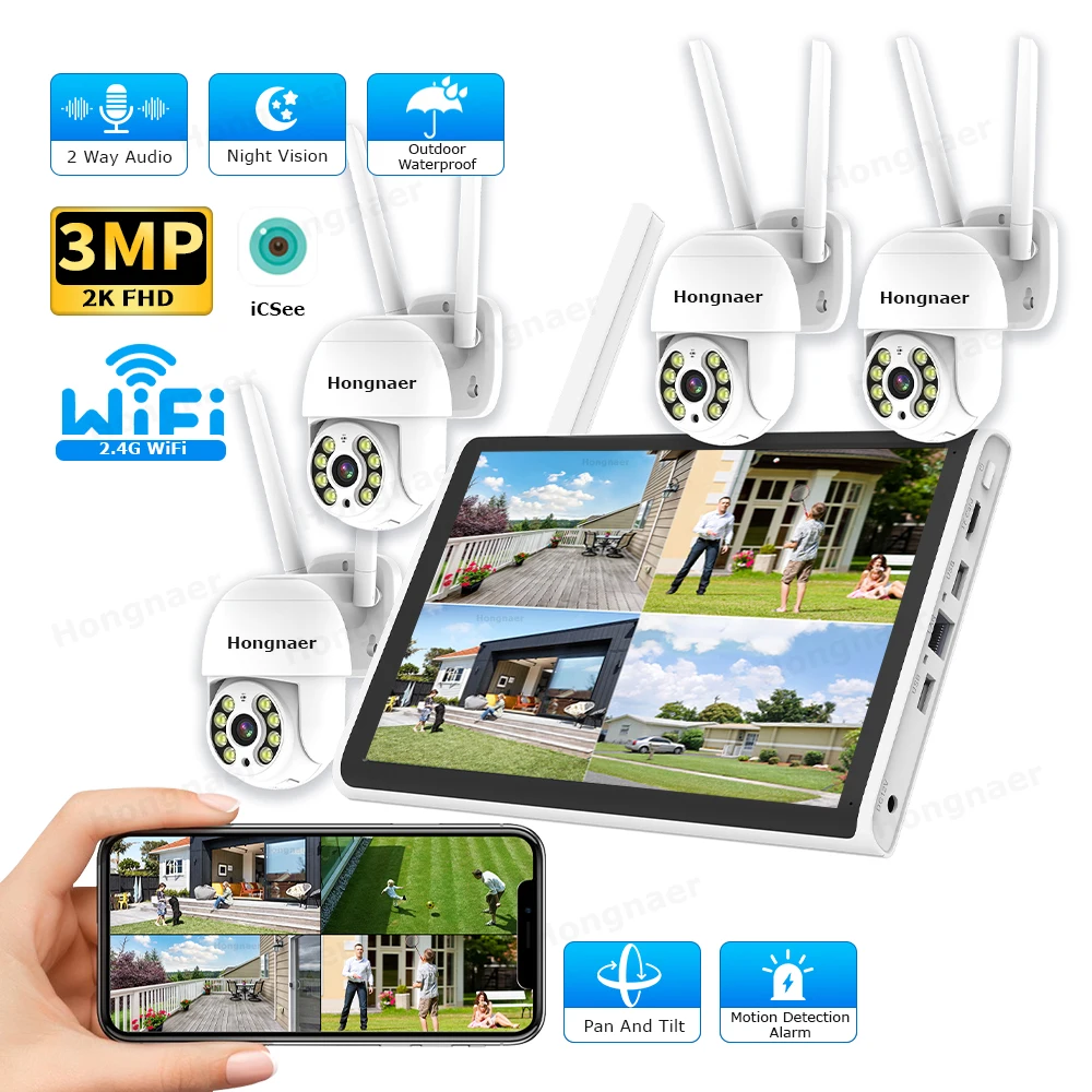 2026 Hongnaer 3MP 4 Channel Wi - Home Security Systems ulasan dan harga