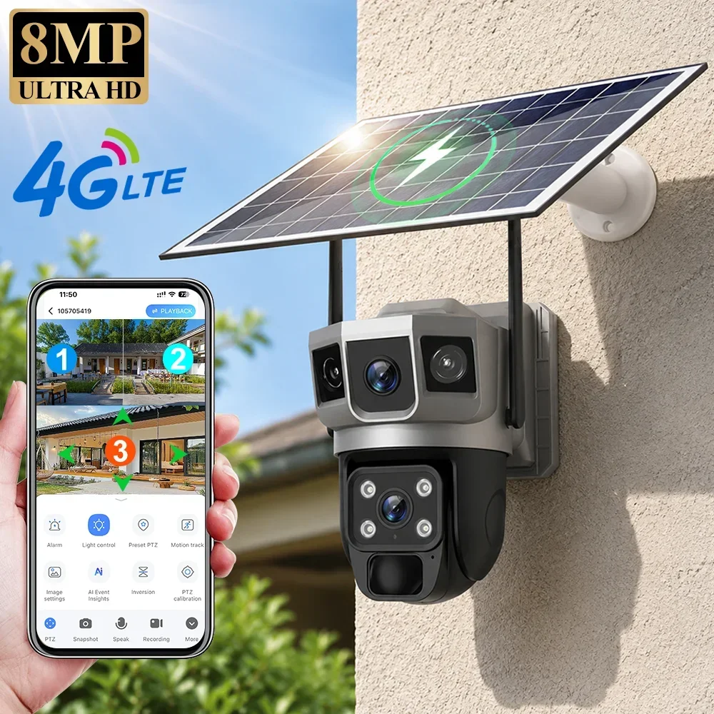 V380 4K 3 Layar Kamera 4G Bate - Home Security Tools ulasan dan harga
