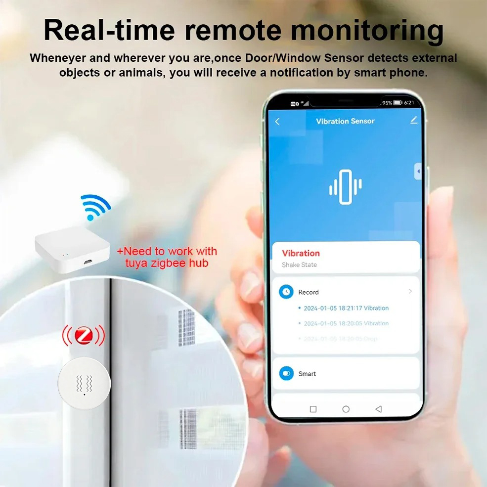 Tuya ZigBee Sensor Getaran & K - Home Security Systems ulasan dan harga